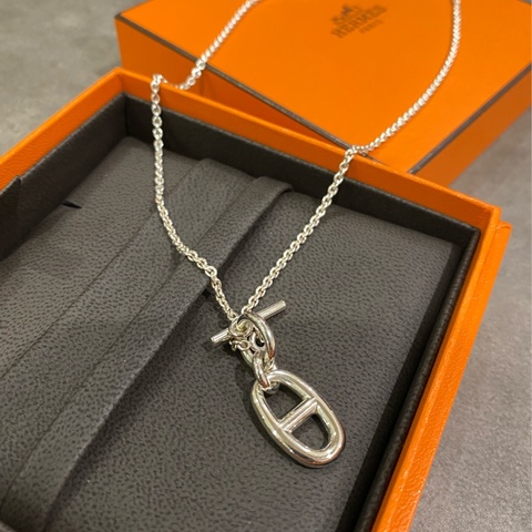 Hermes愛馬仕小豬鼻純銀項鍊