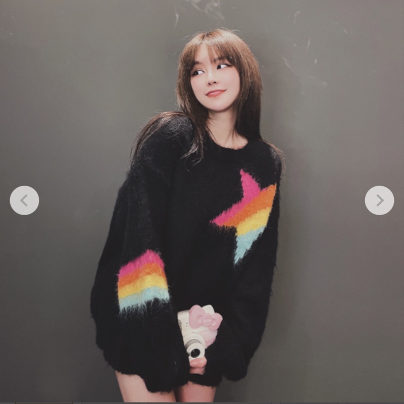 全新GC-STAR 潮流彩虹星星針織毛衣M黑色-0