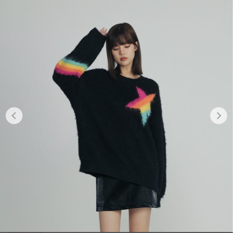 全新GC-STAR 潮流彩虹星星針織毛衣M黑色-1