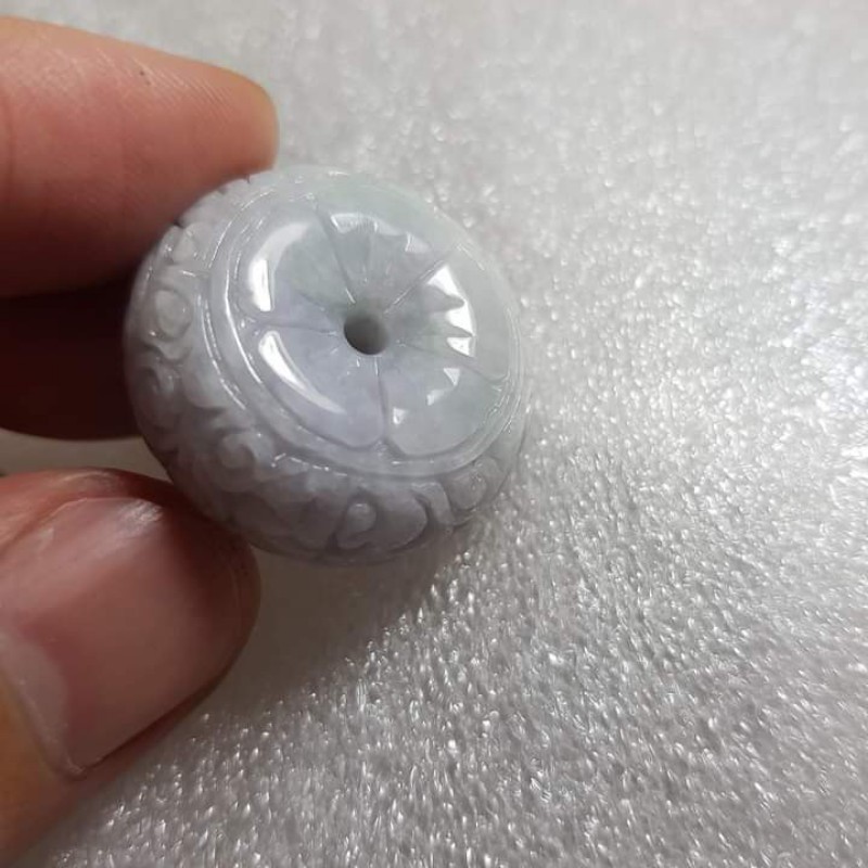 精選翡翠花件-春帶彩仿古雕花平安釦玉墬-13