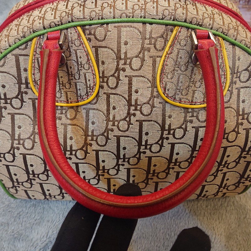 💕極新【正品】Dior 牙買加卡其提花限量款波士頓包/ 保齡球包-3