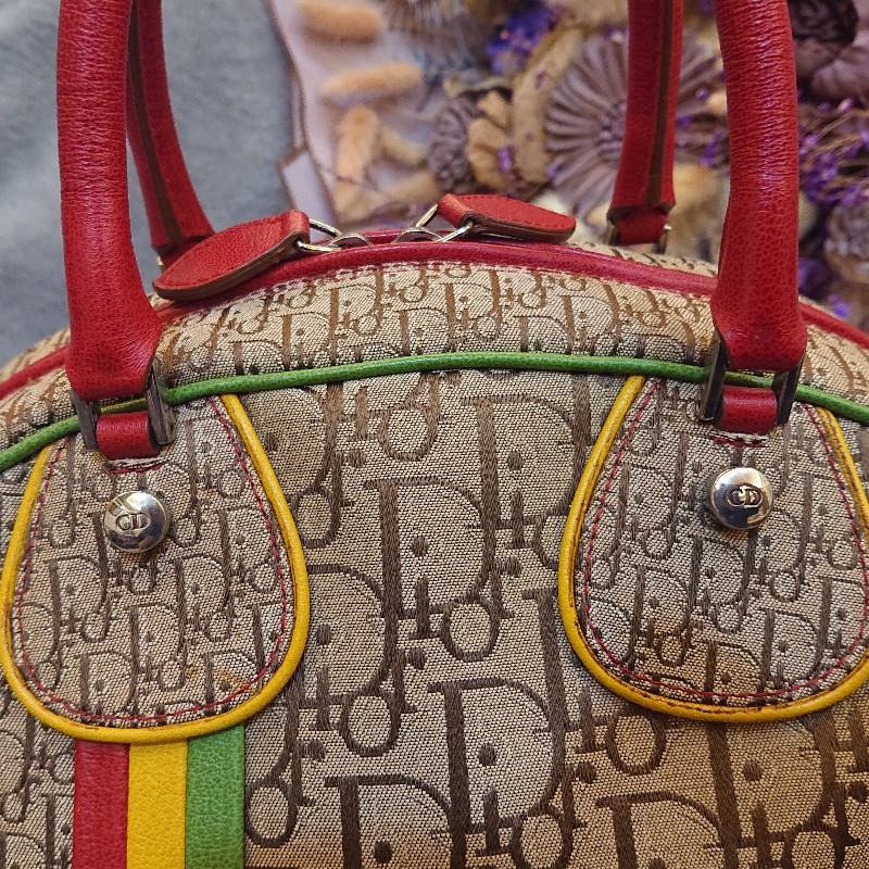 💕極新【正品】Dior 牙買加卡其提花限量款波士頓包/ 保齡球包-4