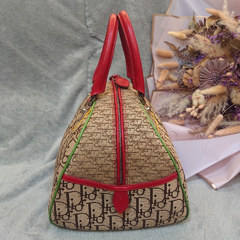 💕極新【正品】Dior 牙買加卡其提花限量款波士頓包/ 保齡球包-6