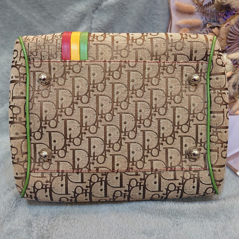 💕極新【正品】Dior 牙買加卡其提花限量款波士頓包/ 保齡球包-8