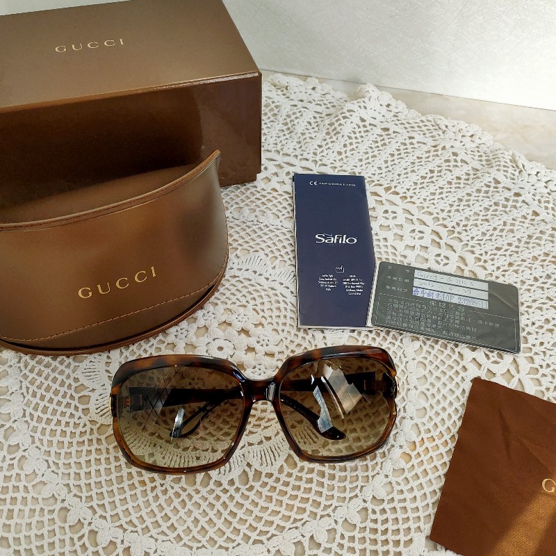 正品gucci雙G綠紅綠琥珀色抗UV墨鏡/太陽眼鏡(附保卡)-0
