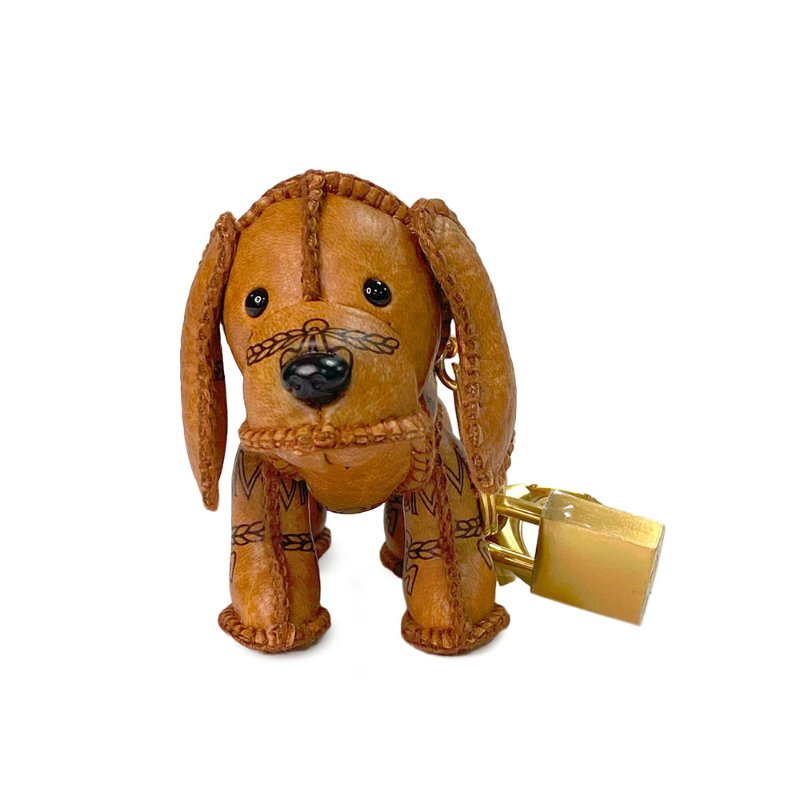 【王以甯 Ines 精品】MCM 棕色狗狗鎖頭吊飾-1