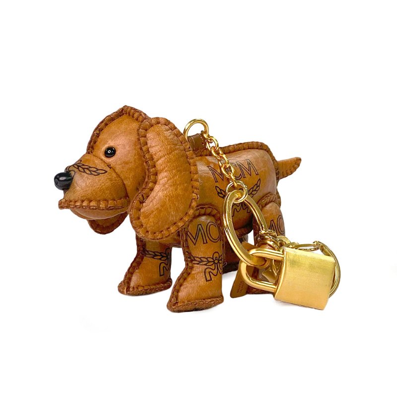 【王以甯 Ines 精品】MCM 棕色狗狗鎖頭吊飾-2
