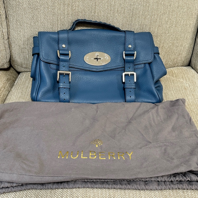 英國凱特王妃愛牌 甜甜價 Mulberry Alexa 鐵灰藍（Steel Blue)學院包/郵差包 可手提斜背側背-19