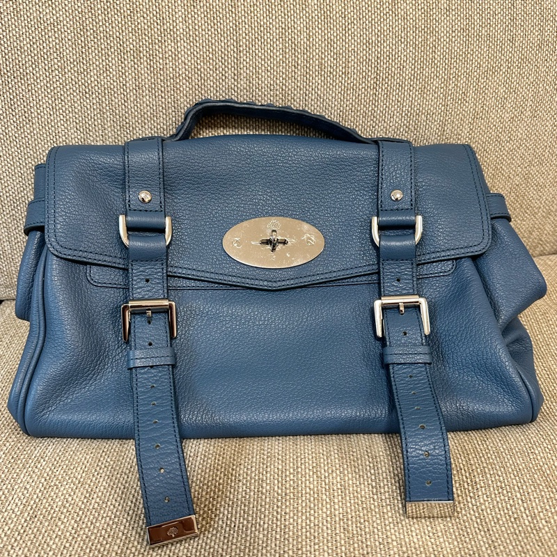 英國凱特王妃愛牌 甜甜價 Mulberry Alexa 鐵灰藍（Steel Blue)學院包/郵差包 可手提斜背側背-20