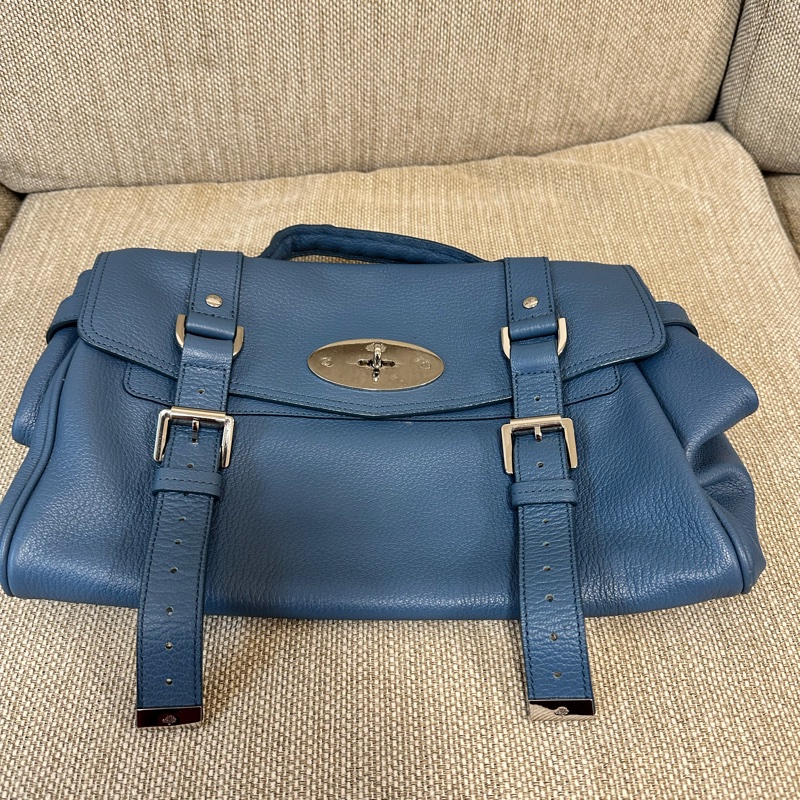 英國凱特王妃愛牌 甜甜價 Mulberry Alexa 鐵灰藍（Steel Blue)學院包/郵差包 可手提斜背側背-25