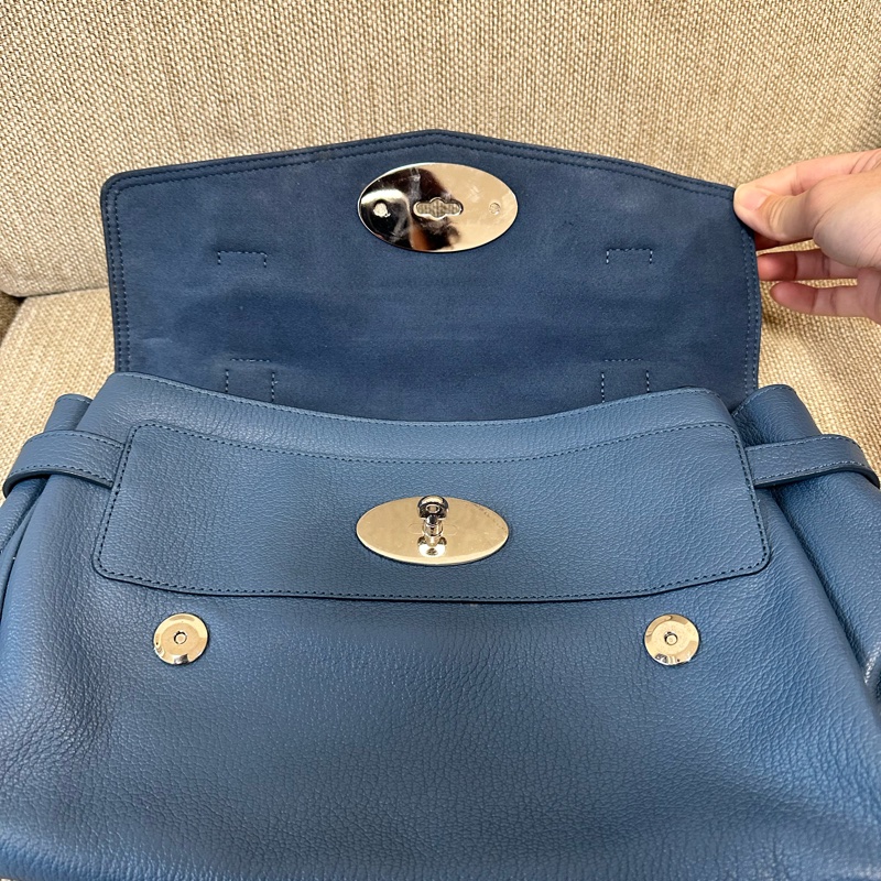 英國凱特王妃愛牌 甜甜價 Mulberry Alexa 鐵灰藍（Steel Blue)學院包/郵差包 可手提斜背側背-26