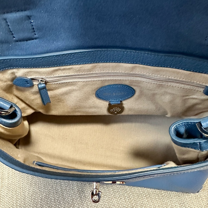 英國凱特王妃愛牌 甜甜價 Mulberry Alexa 鐵灰藍（Steel Blue)學院包/郵差包 可手提斜背側背-27