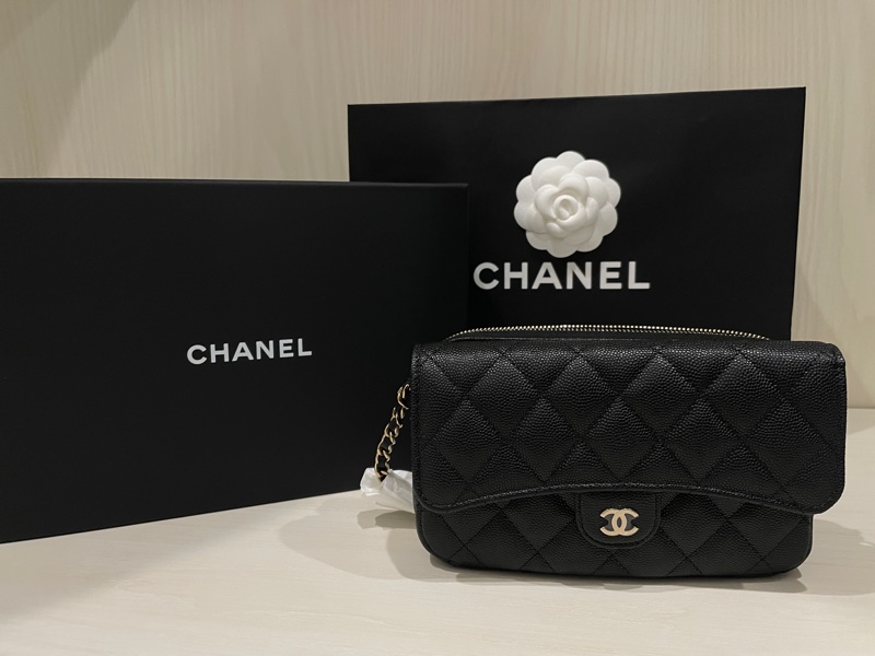 Chanel 全新荔枝黑金 WOC 二合一 手機包-0