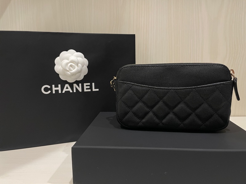 Chanel 全新荔枝黑金 WOC 二合一 手機包-7