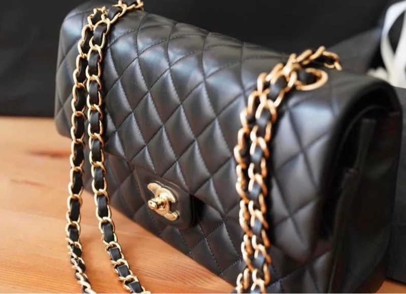 Chanel cf25黑色金扣防刮羊-4