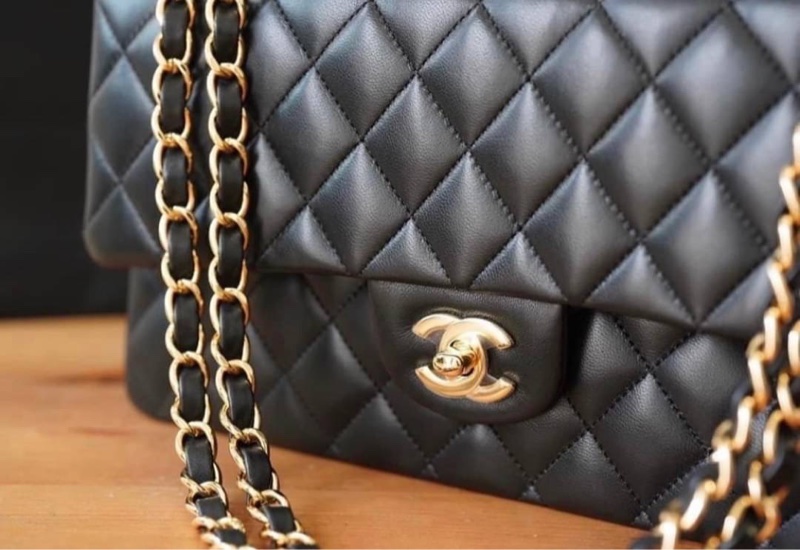 Chanel cf25黑色金扣防刮羊-5