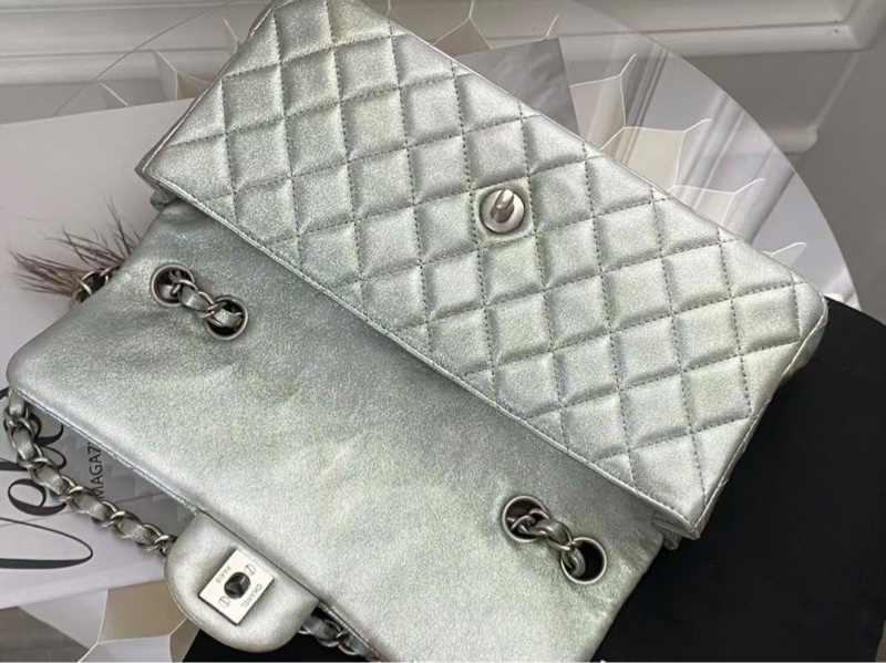Chanel香奈兒銀色法棍包-2