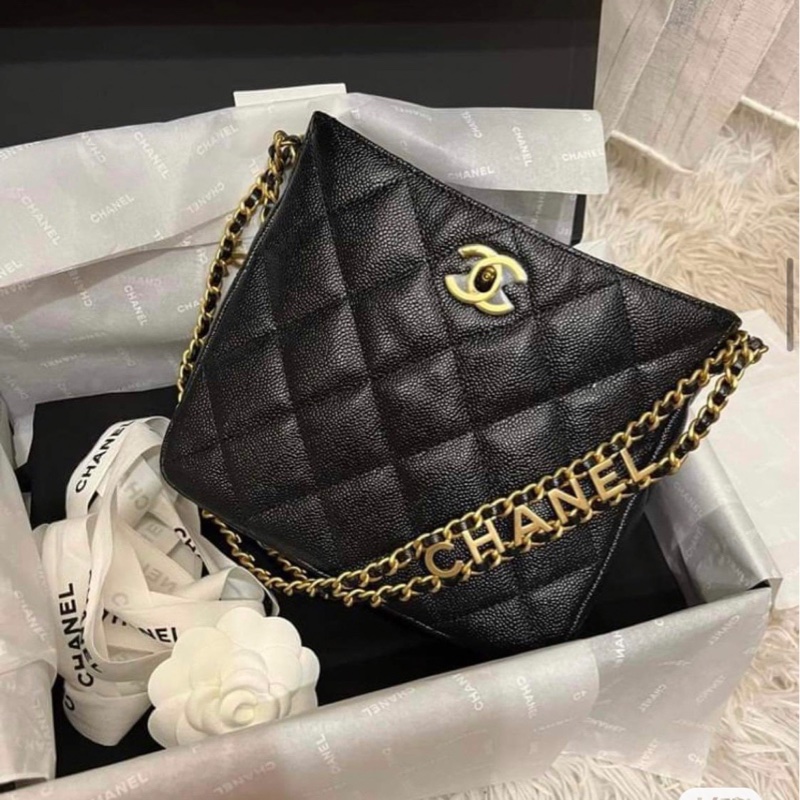 Chanel 專櫃正品/ 22 金鍊hobo腋下包流浪包-1