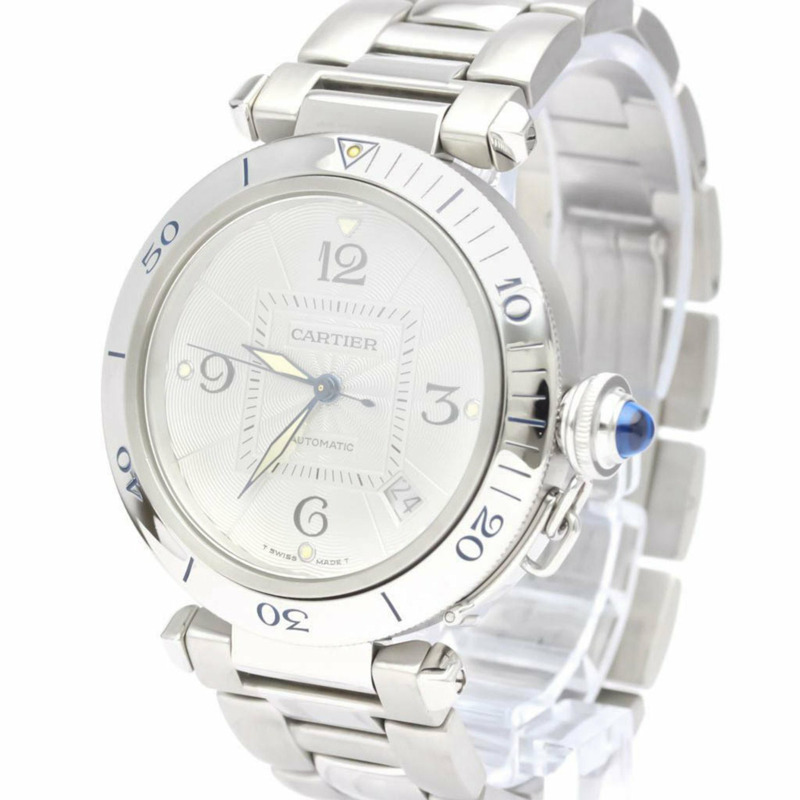 【日本直送】拋光卡地亞 Pasha 38 不銹鋼自動男士手錶 W31031H3 BF553742-1