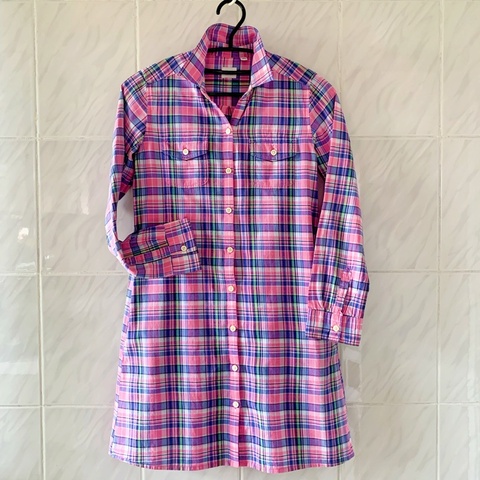 UNIQLO粉藍格紋150女童洋裝
