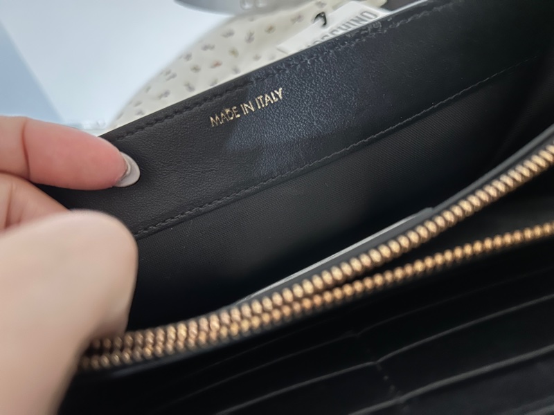 MOSCHINO Playboy 聯名款兔耳泰迪熊圖案皮夾/WOC/鍊帶包(黑色)-8