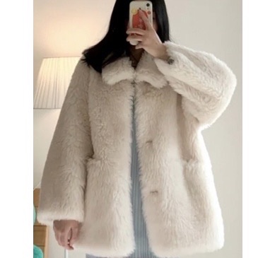 小白熊毛毛大衣短版 短板毛毛大衣 泰迪大衣-7