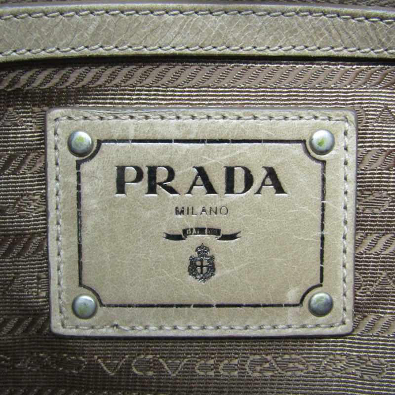 【日本直送】Prada 女士皮革手提包，單肩包米色【限時大折扣!!全面現打9折】-9