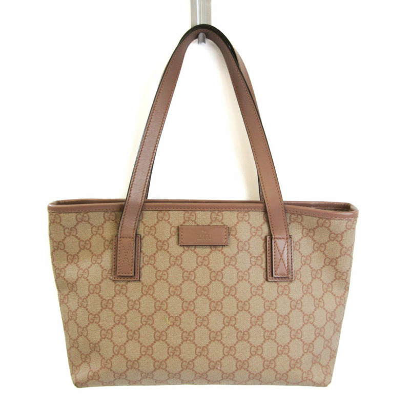 【日本直送】Gucci 211138 女士塗層帆布皮革托特包米色粉米色-0