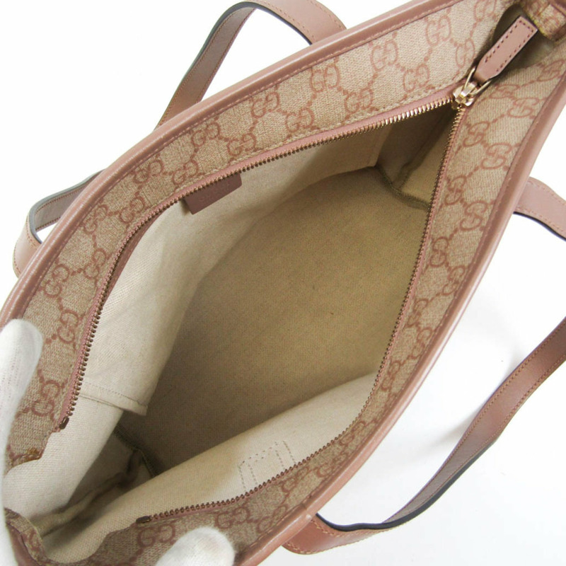 【日本直送】Gucci 211138 女士塗層帆布皮革托特包米色粉米色-2