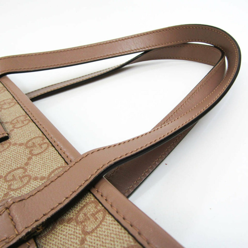 【日本直送】Gucci 211138 女士塗層帆布皮革托特包米色粉米色-5