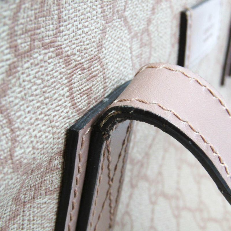 【日本直送】Gucci 211138 女士塗層帆布皮革托特包米色粉米色-6