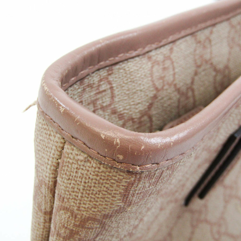 【日本直送】Gucci 211138 女士塗層帆布皮革托特包米色粉米色-7