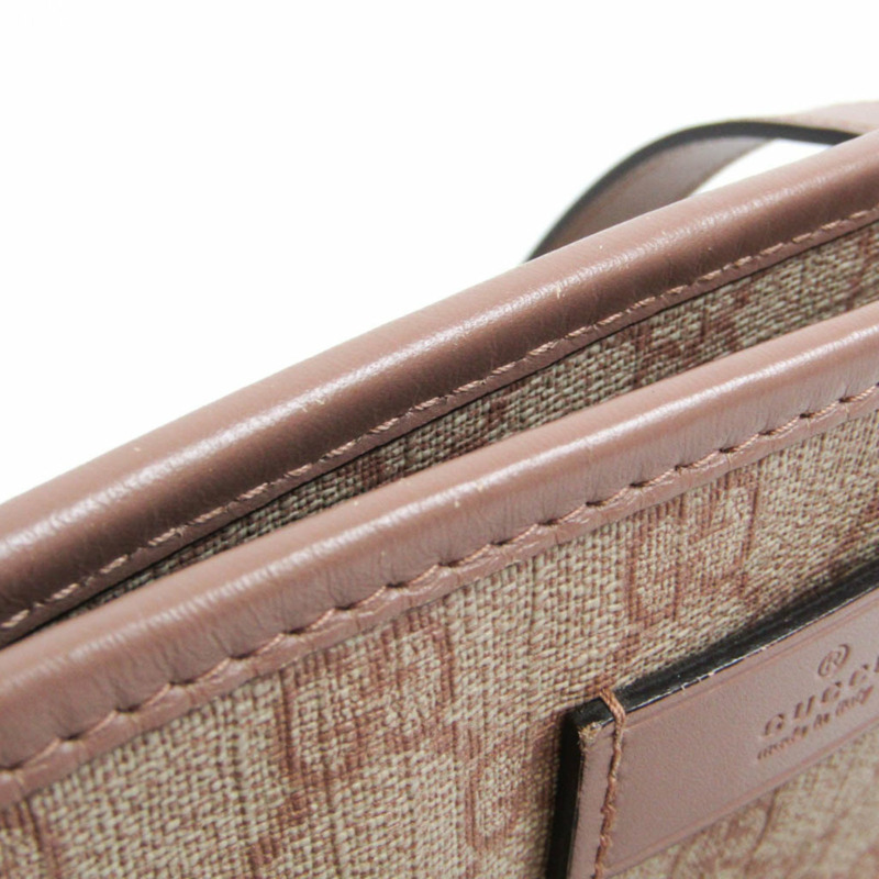 【日本直送】Gucci 211138 女士塗層帆布皮革托特包米色粉米色-8