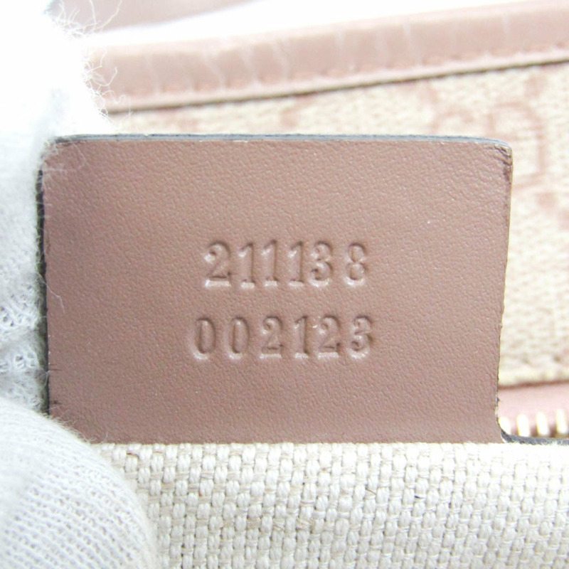 【日本直送】Gucci 211138 女士塗層帆布皮革托特包米色粉米色-11