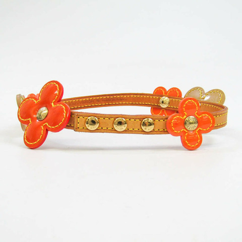 Louis Vuitton Flower Lexington M92251 琺瑯、皮革環繞式手鍊 米色、自然色、橙色