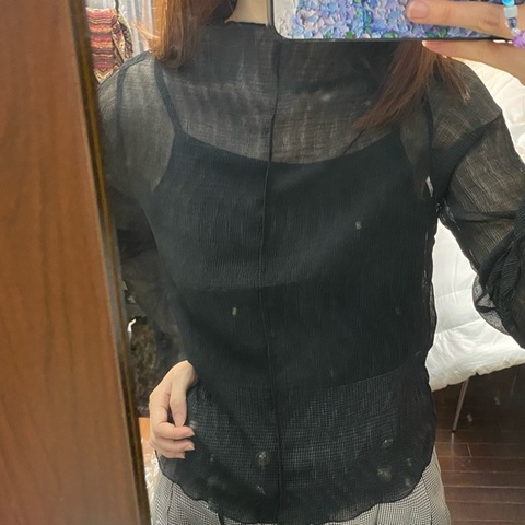 GRL 透膚黑紗吊帶性感上衣
