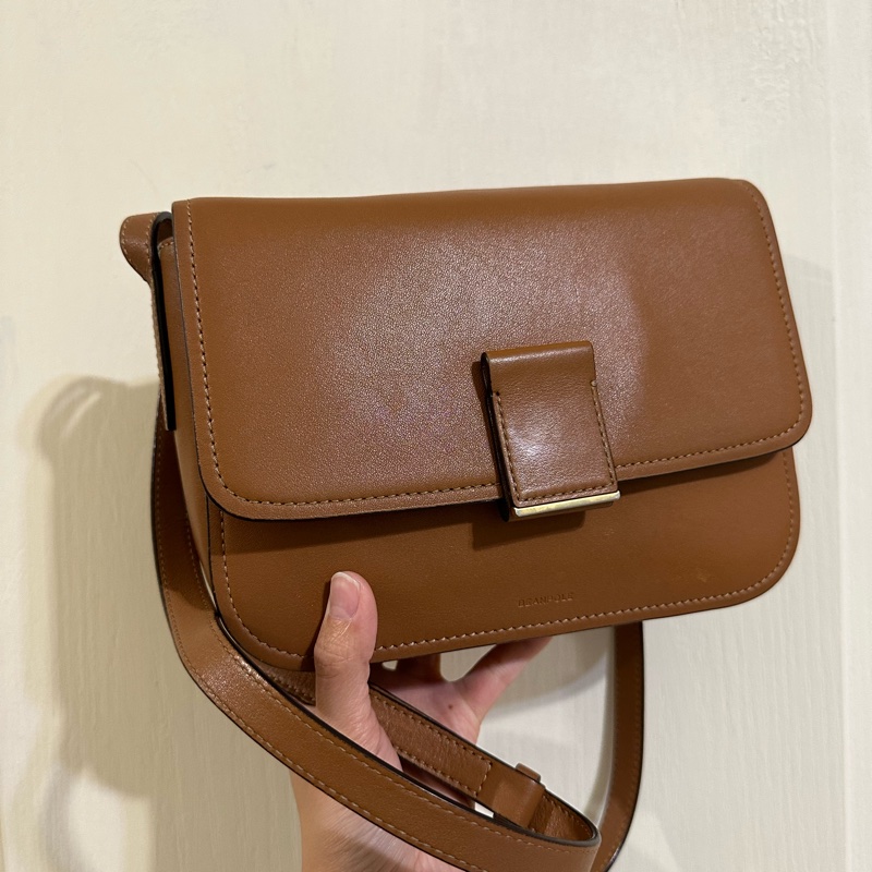 Beanpole 焦糖色方形簡約真皮包 側背 肩背小方包 原價9000元-1