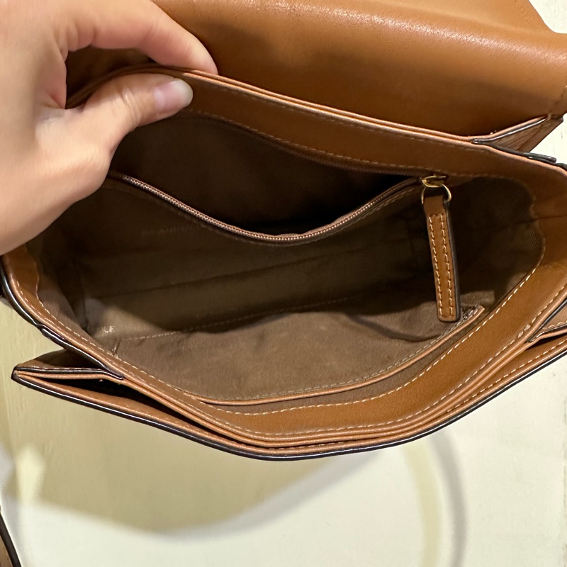 Beanpole 焦糖色方形簡約真皮包 側背 肩背小方包 原價9000元-6