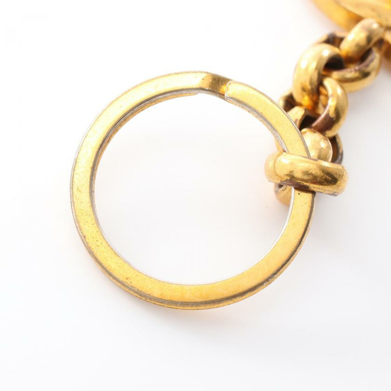 【日本直送】中古CHANEL 9成新 雙C標誌 包包飾品 鑰匙環 鍍金 金色 轉鎖式樣 96P-4