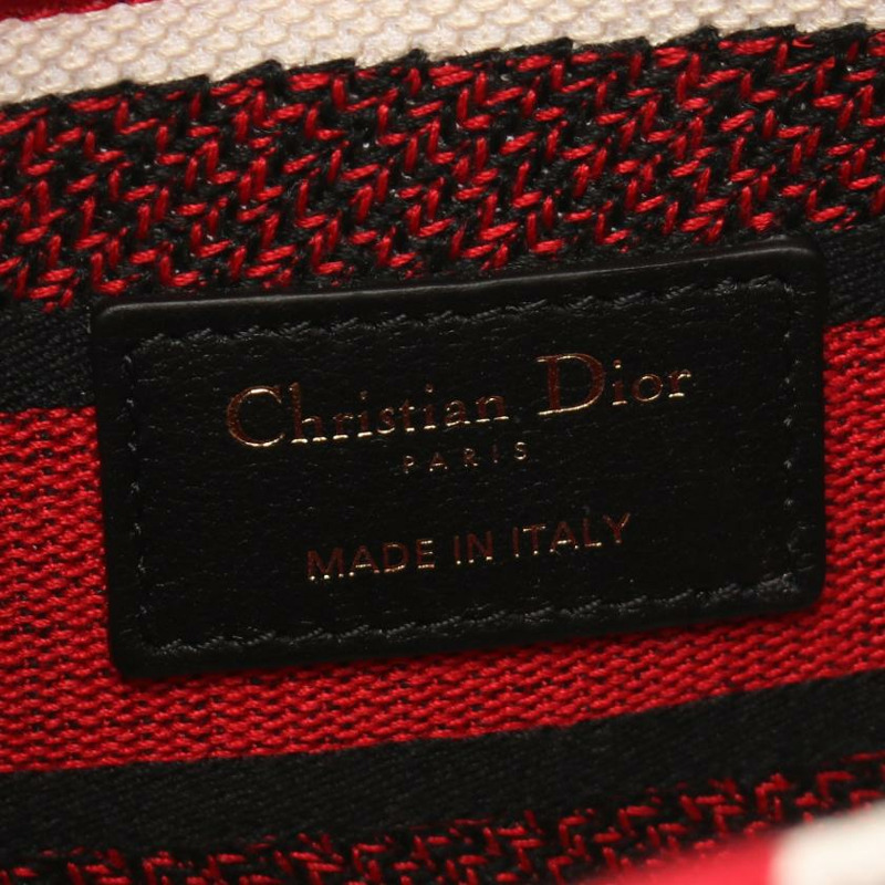 【日本直送】中古Christian Dior 9成新 Lady D-Lite 手提包 波點 帆布 紅色 白色 黑色 兩用款-3