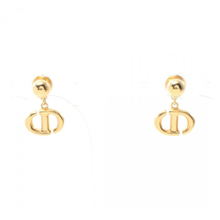 【日本直送】中古Christian Dior 9成新 CD NAVY 耳釘 鍍金 金色-0