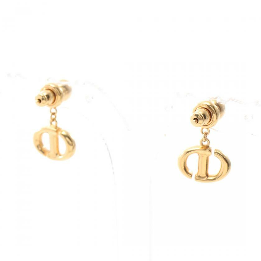 【日本直送】中古Christian Dior 9成新 CD NAVY 耳釘 鍍金 金色-1