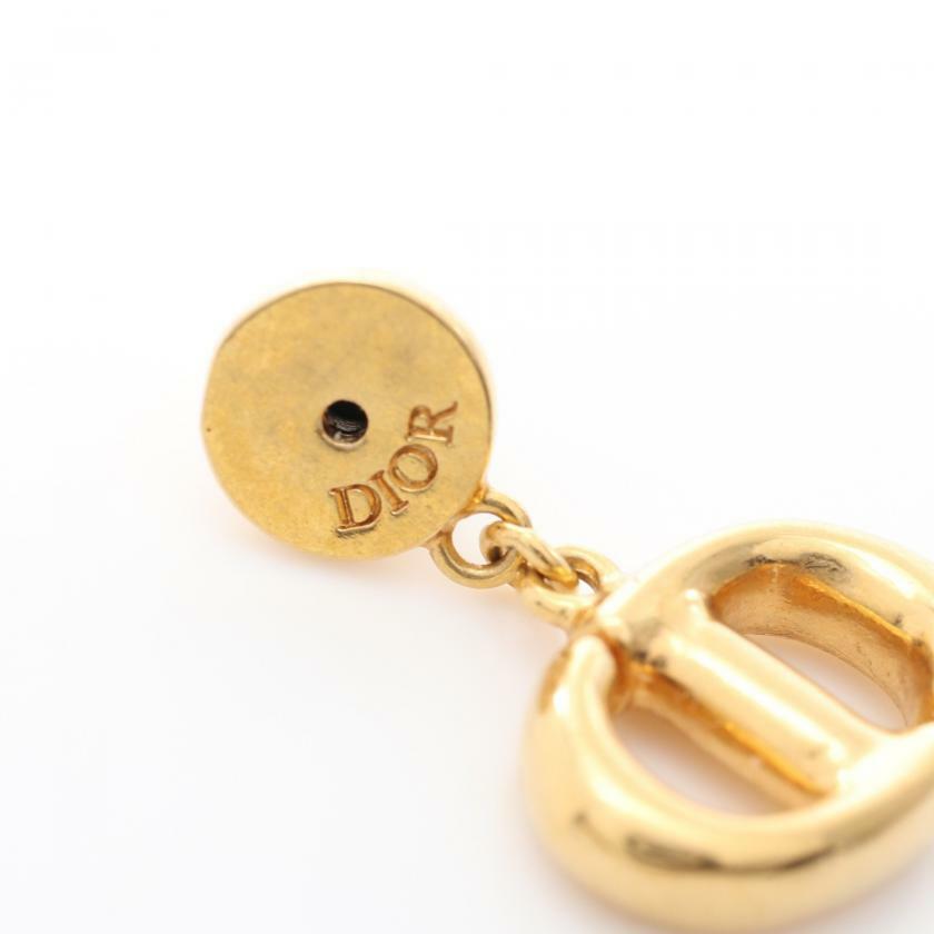 【日本直送】中古Christian Dior 9成新 CD NAVY 耳釘 鍍金 金色-2