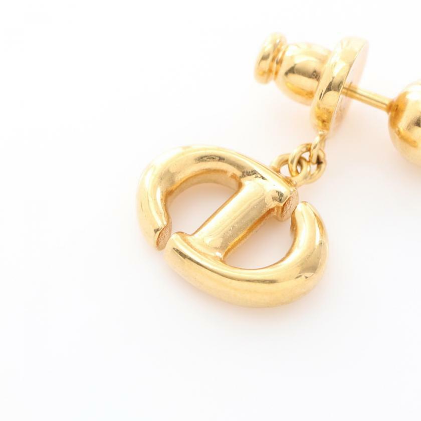 【日本直送】中古Christian Dior 9成新 CD NAVY 耳釘 鍍金 金色-4