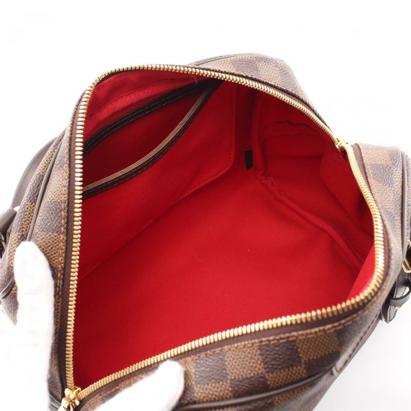 【日本直送】中古LOUIS VUITTON 9成新 Rivington PM 烏黑色棋盤格 肩包 PVC 真皮 棕色-2