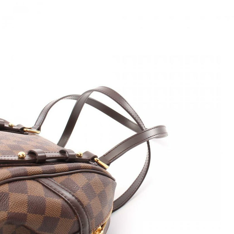 【日本直送】中古LOUIS VUITTON 9成新 Rivington PM 烏黑色棋盤格 肩包 PVC 真皮 棕色-4