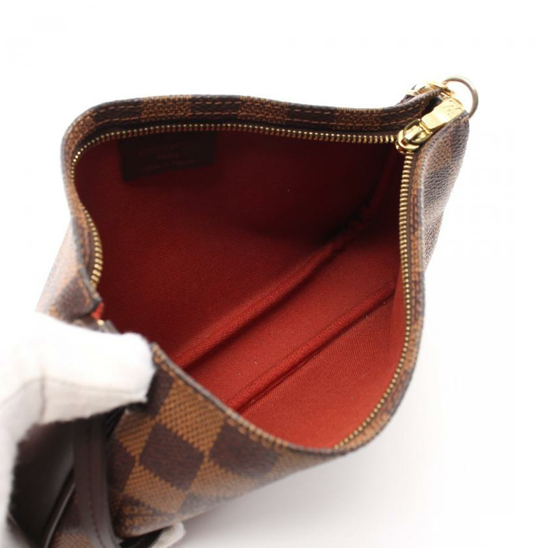 【日本直送】中古LOUIS VUITTON 9成新 Navona 烏黑色棋盤格 手提包 PVC 真皮 棕色-2