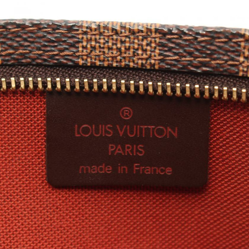 【日本直送】中古LOUIS VUITTON 9成新 Navona 烏黑色棋盤格 手提包 PVC 真皮 棕色-3