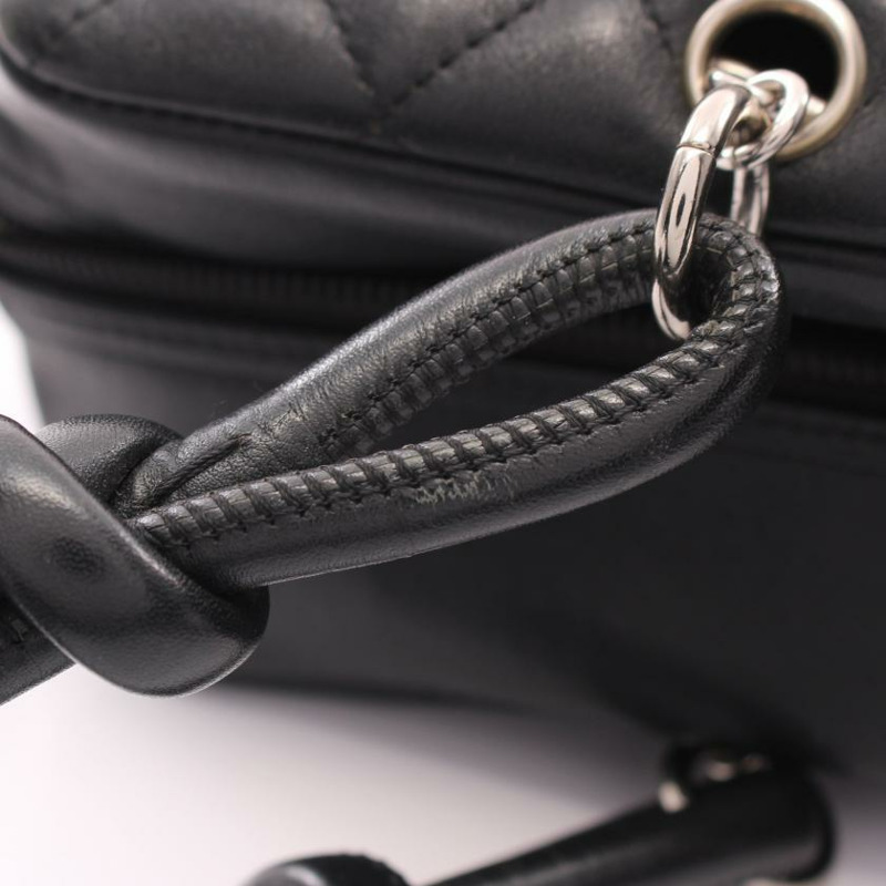 【日本直送】中古CHANEL 9成新 康鵬系列 保齡球包 真皮肩包 黑色 白色 銀色五金-8