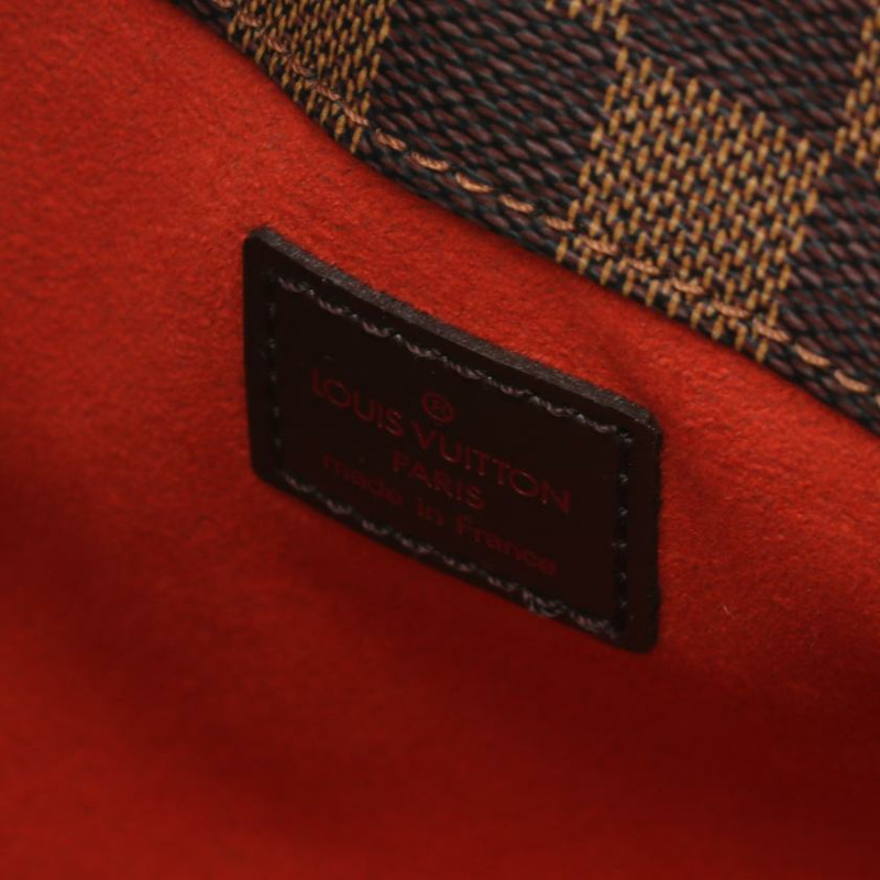 【日本直送】中古LOUIS VUITTON 9成新 Aubagne 烏黑色棋盤格 肩包 PVC 真皮 棕色-3